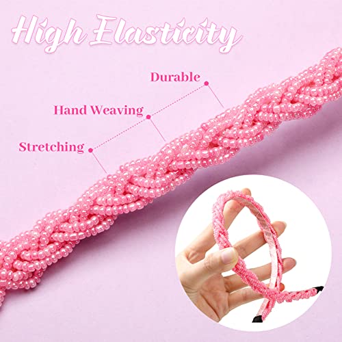 6-Piece Sparkly Crystal Beaded Headbands for Women, Elegant Hair Hoops
