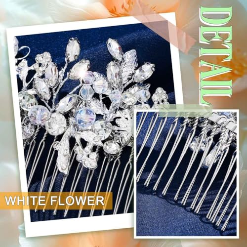 JEAIRTS Silver Rhinestone Bridal Hair Comb A-Silver Wedding Hair Accessory