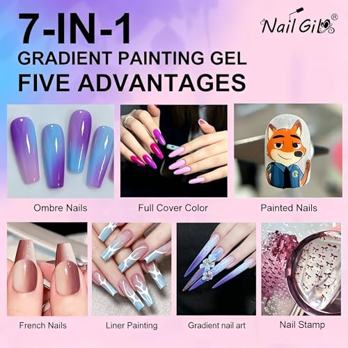 NAILGIL 16-Color Sponge Gel Nail Art Kit for Ombre & Gradient Designs