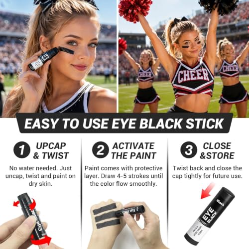 8 Color 16 Pack Waterproof Eye Black Sticks for Baseball & Sports Anti-Glare