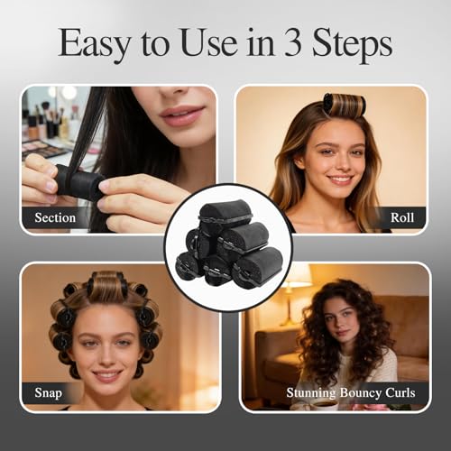 34 PCS Heatless Satin Foam Hair Rollers Set with Duck Teeth Clips