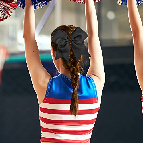 8-Inch Black Cheer Bow for Cheerleaders - Handmade Grosgrain Hair Tie