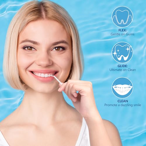 DanTicy White Interdental Toothpicks 600pcs Pack of 3 - Curved Plastic Dental Picks