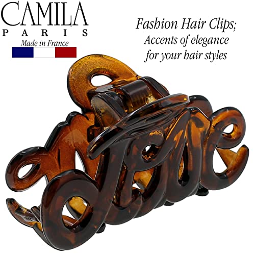 Camila Paris French Hair Claw Clip 2 Inch Brown Tortoise Style Durable Hair Accessory