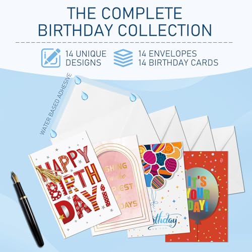 14 Pack 3D Handmade Birthday Cards with Envelopes - Unique Greeting Cards