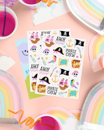 48 Pirate Crew Temporary Tattoos Gold Foil Kids Party Favors Set