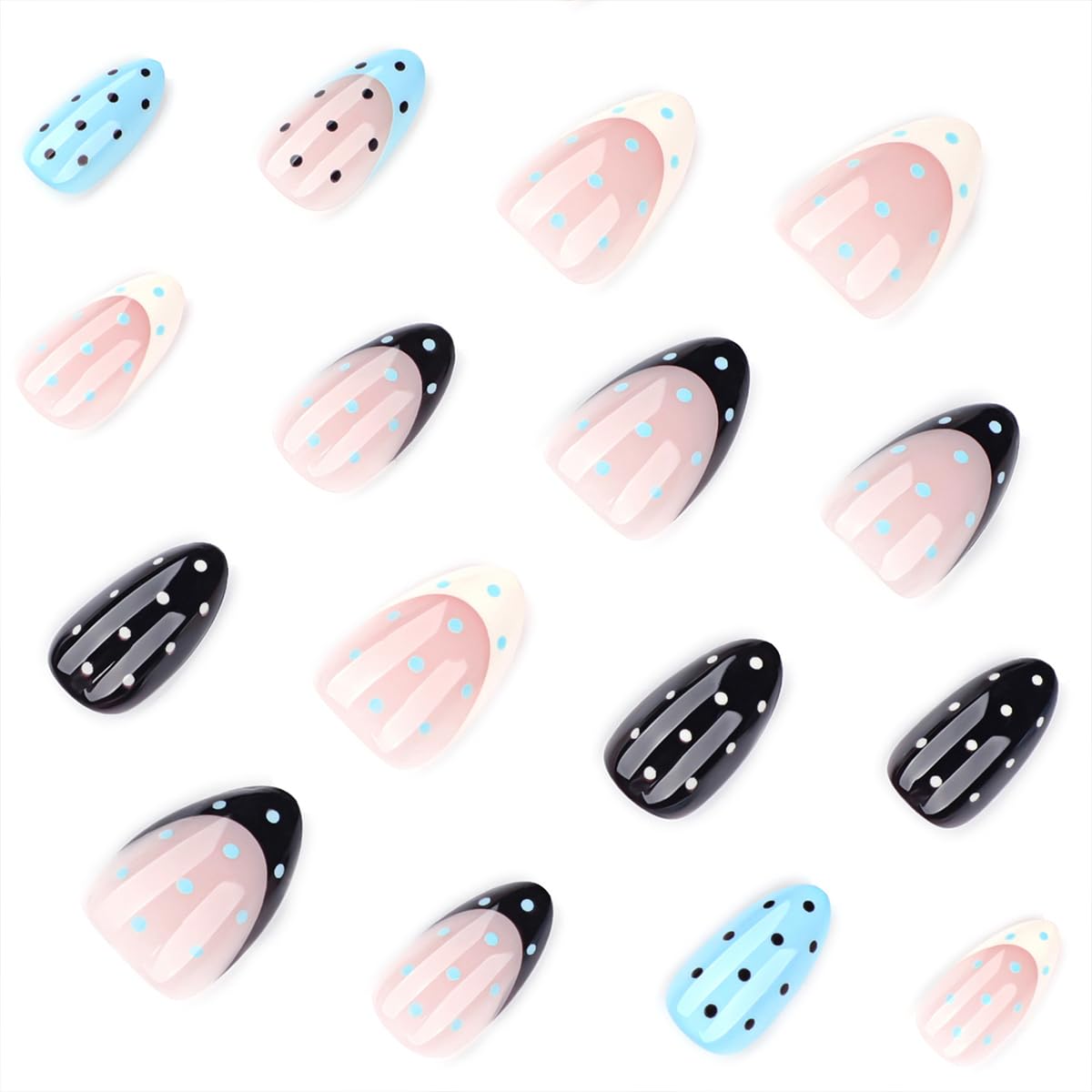 Short Almond Press-On Nails - 24 Pcs French Tip with Leopard Print & Gold Beads | Reusable Acrylic Nail Designs for Women