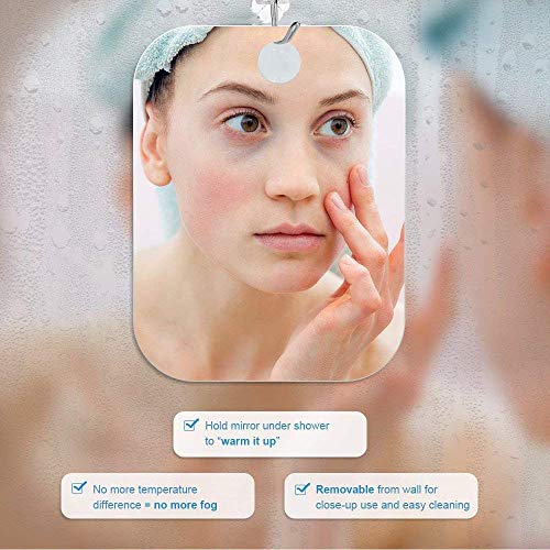 APHUIME Deluxe Large Fogless Shower Mirror, Fogless Shaving Mirror(7.48 in X 11 ?in), Anit-Fog Shaving Mirror with Hook, Fog Free Wall Hanging Makeup Mirror, Anti Fog Shatterproof Mirror in Bathroom