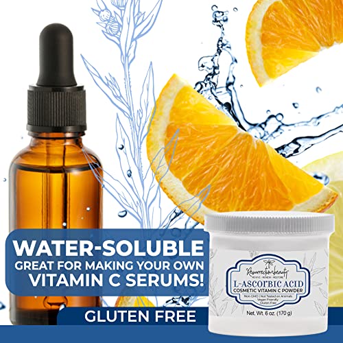 ResurrectionBeauty 100% Pure L-Ascorbic Acid Vitamin C Powder for DIY Face Serums - 6 OZ, Variation 1