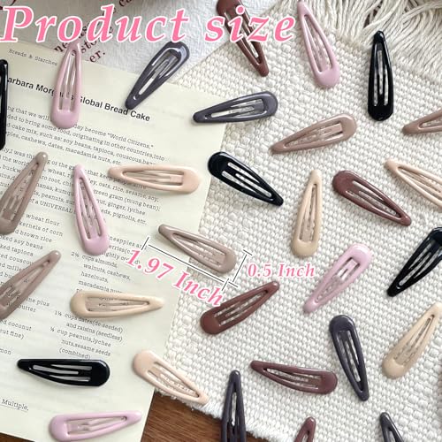Mythos 36-Pack 2in Metal Snap Hair Clips, Water Drop Non-Slip Barrettes for Thick & Thin Hair – Drop 1 Count (Pack of 36)