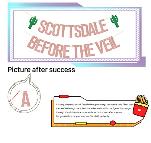 Scottsdale Before the Veil Bachelorette Party Banner - Rose Gold Cactus Decor