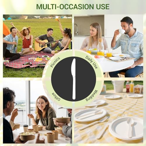 Degralight 100% Compostable CPLA Knives - 200 Pack, Durable & Eco-Friendly