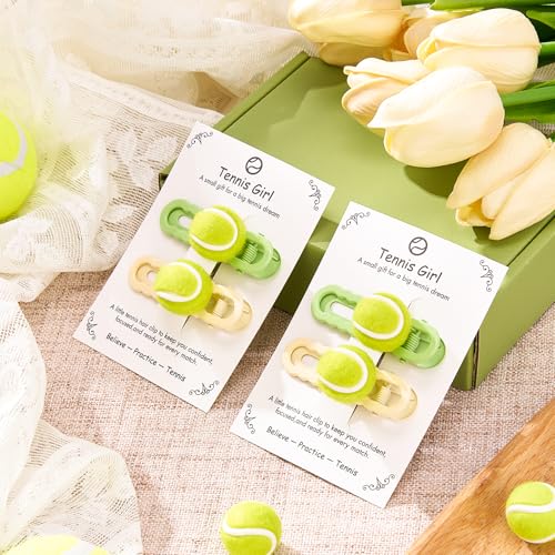 Evoonlyn Green Tennis Hair Clips Set for Women & Girls – Stylish Sport Barrettes, 4-Pack