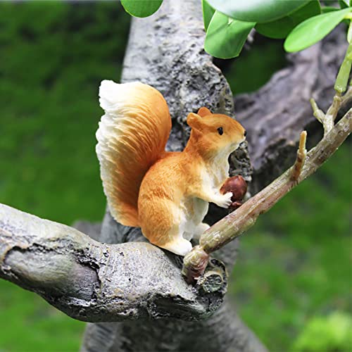 Mini Squirrel Figurines Set - 4pc Resin Cake Toppers for Gardens