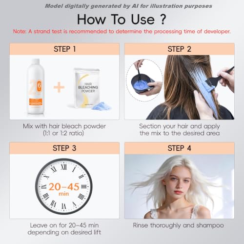 JUANCHI 20 Volume Hair Developer 900ml for Gray Coverage, Highlights & Blending - Pack of 1