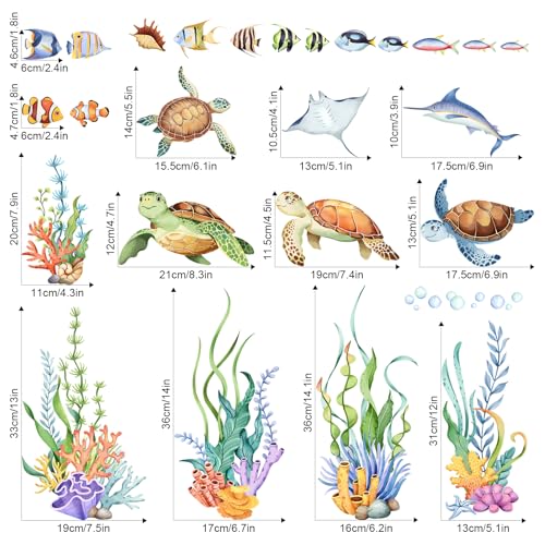 Sea Turtle Window Clings - Double-Sided Ocean Decals for Kids