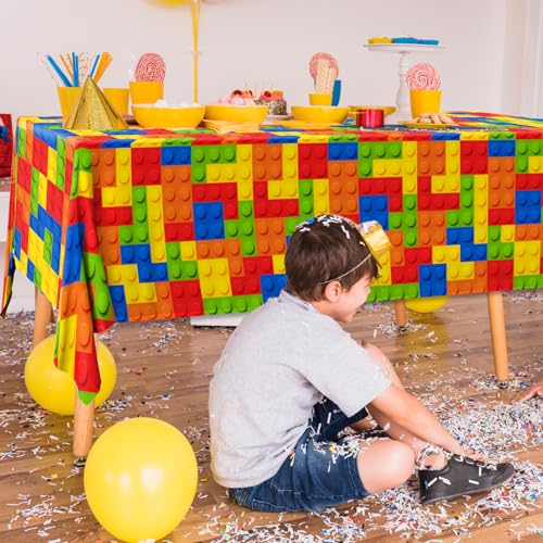 3-Pack Building Block Tablecloths - Colorful Waterproof Party Covers