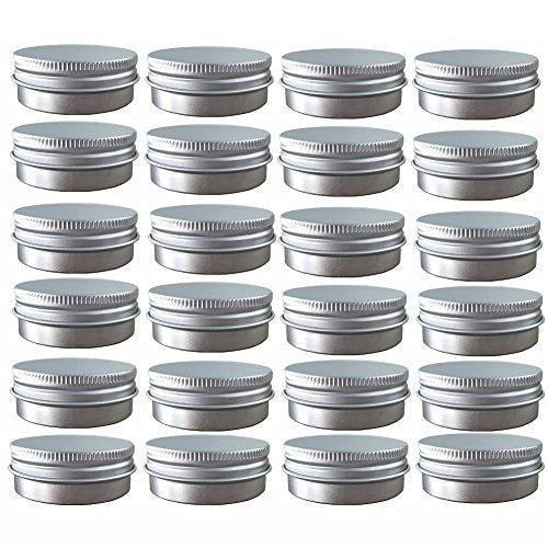 24 Pack 1 Oz Aluminum Tin Containers with Screw Cap for Cosmetics