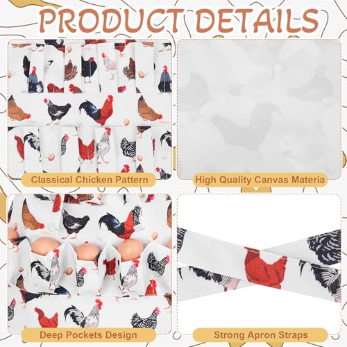 Egg Collecting Apron with Basket - 12 Pouches for Fresh Eggs