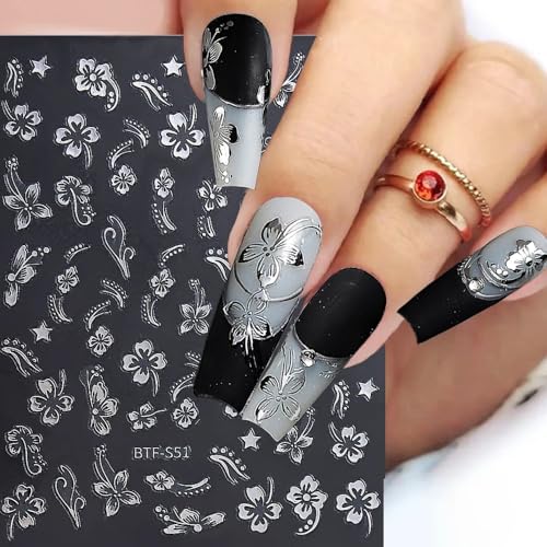 Hibiscus Flower Nail Stickers - 6 Sheets Self-Adhesive Tropical Decals