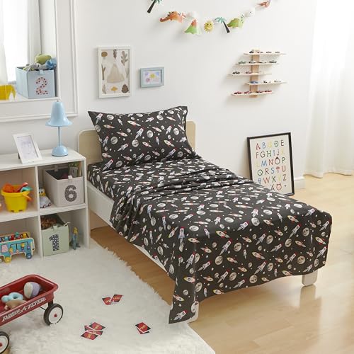 Amazon Basics Toddler Microfiber 3-Piece Sheet Set - Space Rockets