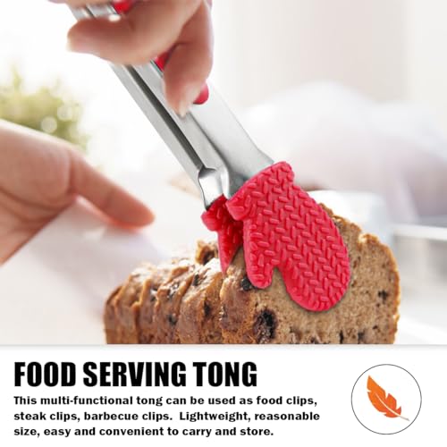 DOERDO Silicone Kitchen Tongs with Stainless Steel Tips - 9.8 Inch