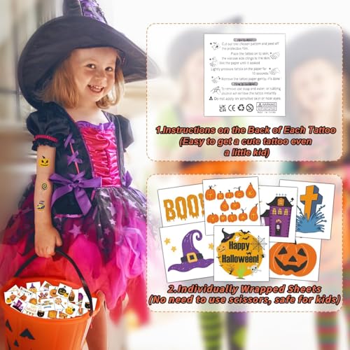 Halloween Temporary Tattoos for Kids - 408 Fun Designs