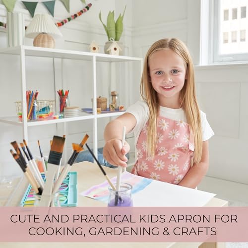 Kids Cooking Apron with Pocket - Adjustable Toddler Apron for Boys & Girls