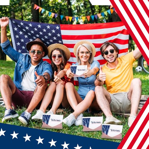 Thank You Veterans Gift Bags 100 Pcs American Flag EVA Makeup Bags Patriotic