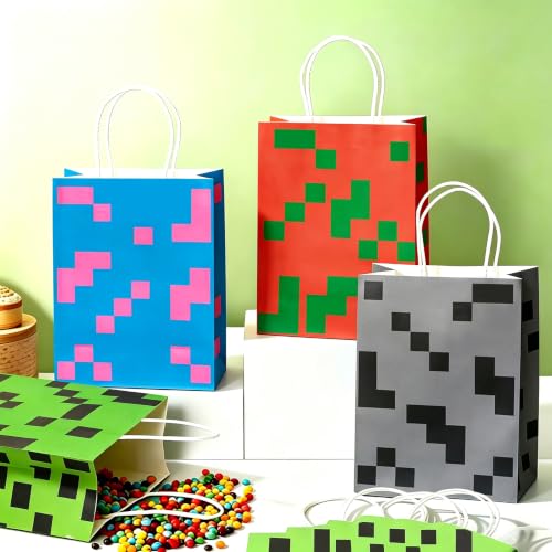 16PCS Pixel Party Favor Bags for Kids Birthday Celebration