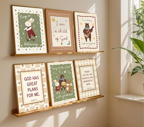 Inspirational Bible Verses Nursery Wall Art Set - 6 Unframed Prints