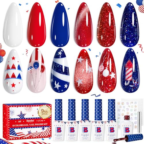 Beetles 4th of July Gel Nail Polish Set - Song of Freedom, 6 Colors