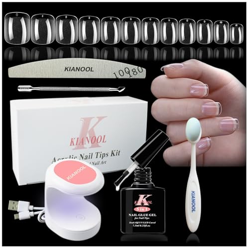 KIANOOL Square UV KIT-2025 Gel Nail Tips Kit - 552 pcs with Mini Lamp