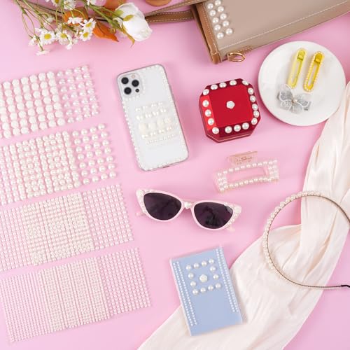 Self-Adhesive Pearl Stickers for Crafts & Makeup - Assorted White Sizes, 3701pcs