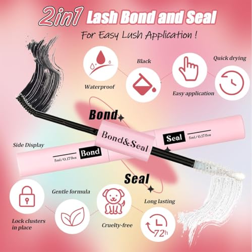 DNSGOOR DIY Lash Extension Kit with 684 Clusters, Bond, Seal, and Shampoo