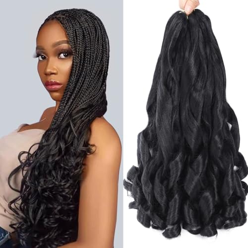 16 Inch French Curl Braiding Hair Extensions - 1B, 7 Packs