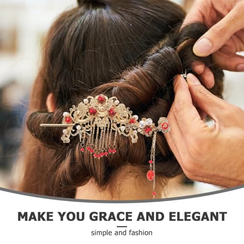 Vintage Chinese Hanfu Hair Clips & Hair Sticks Set for Women, Tassel Flower Design