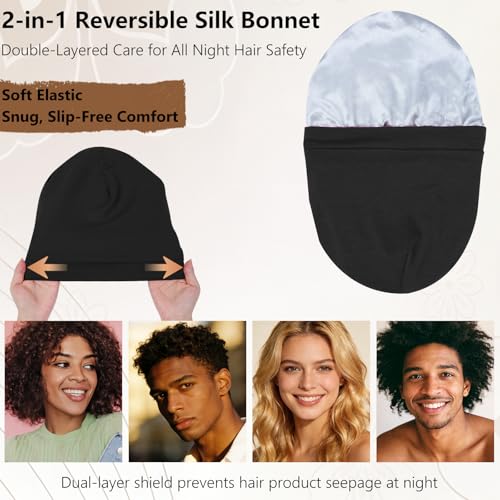 Adjustable Satin Bonnet for Curly Hair - Slouchy Sleep Cap