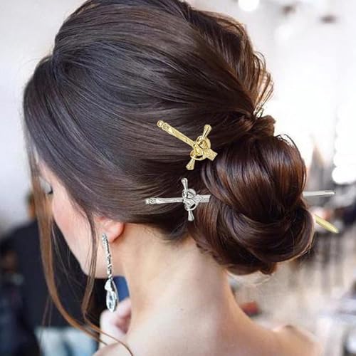 2PCS Vintage Sword Hair Sticks - Retro Alloy Hair Pins