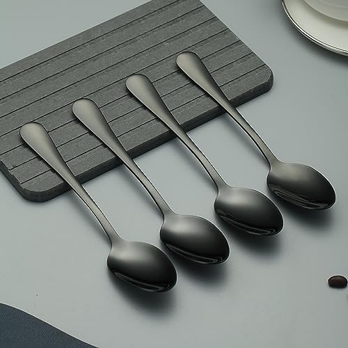 Evanda Black Titanium Plated Stainless Steel Dinner Spoons - 12 Pack, 7.28"