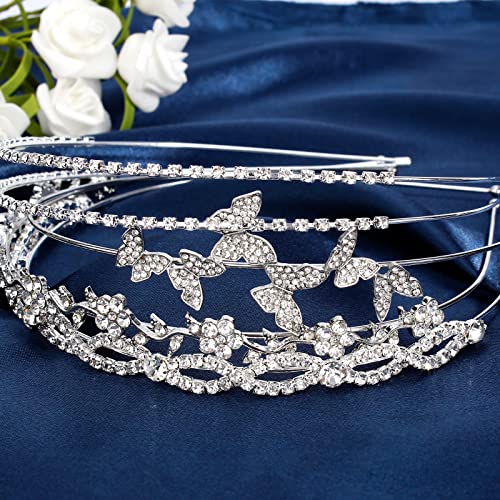 Wecoe Silver Rhinestone Flower Girl Headbands Wedding Hair Accessories