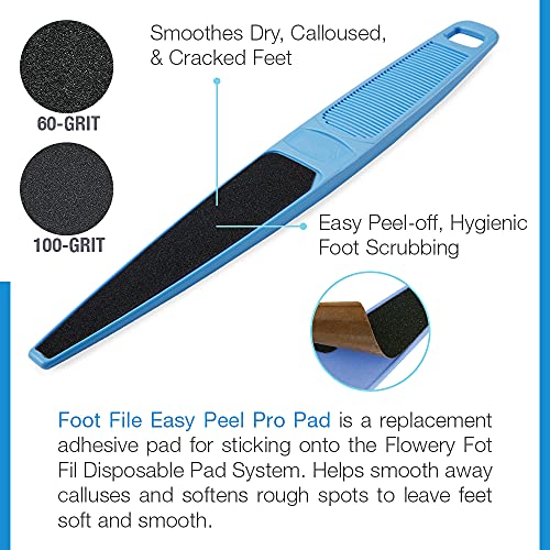 Flowery Disposable Foot File Replacement Pads - Easy Peel Pro Combo Pack 24 pcs (Refills)
