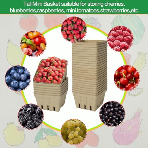 30 Pack Natural Pulp Berry Baskets - Eco-Friendly Produce Containers
