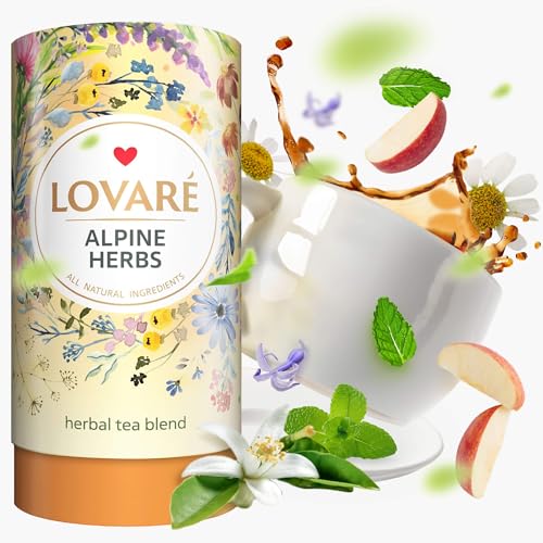 LOVARE Alpine Herbs Herbal Loose Leaf Tea - 80g Blend with Filters