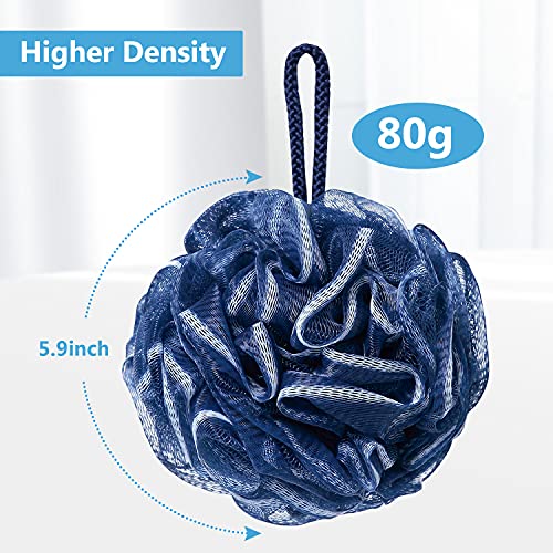 VANZAVANZU Bath Loofah Set of 4 Large 80g Mesh Shower Sponges Navy Blue