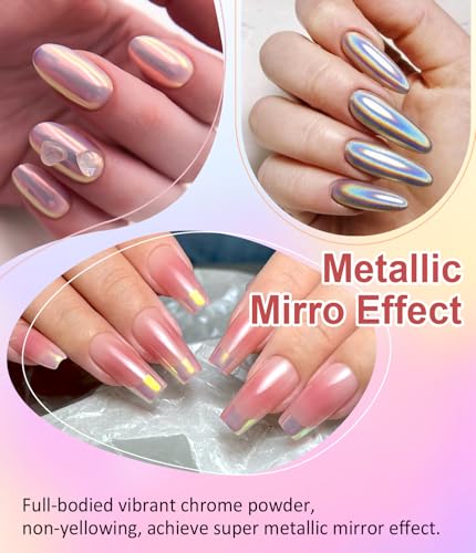 3D Nail Gel Kit with Chrome Powder & Molding Glue - Long Lasting Nail Art Set