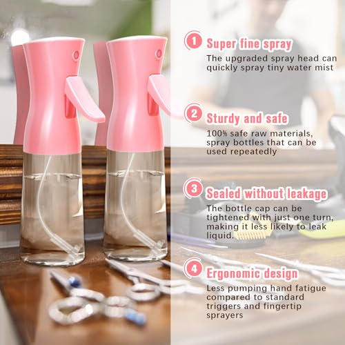 Milukon Fine Mist Spray Bottle - 6.8oz Refillable for Hair & Skincare
