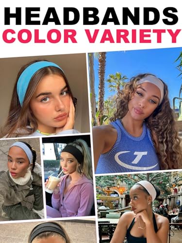 16 Pack Women's Sports Headbands Non-Slip Elastic Hair Bands for Workout & Daily Wear