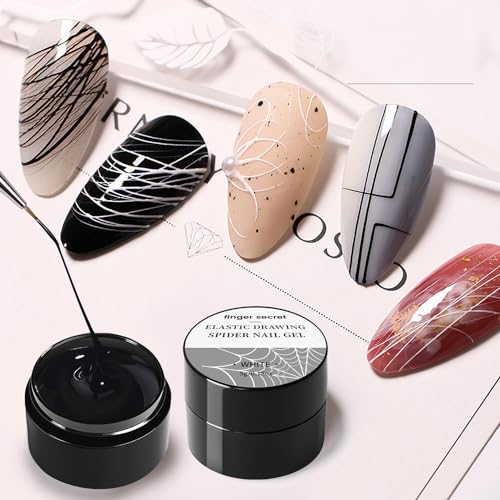 Finger Secret Spider Gel Kit for Nails - 5g White Silvery Art Gel
