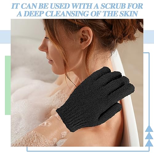 Ramede 30 Pair Exfoliating Gloves Double-Sided Nylon Scrubbers Black